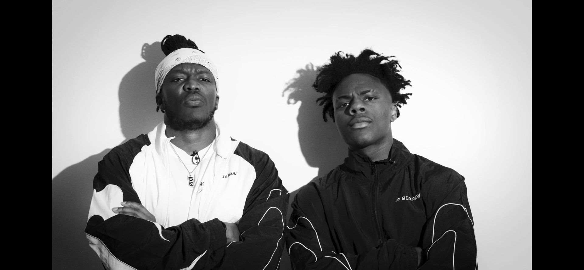 KSI and IShowSpeed photographed together in black and white for the Fatal Fury campaign