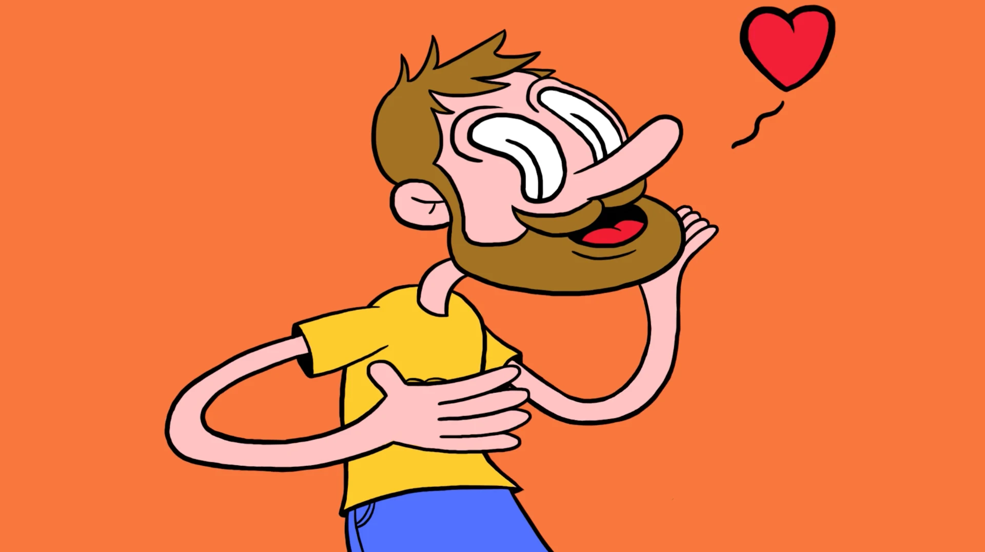 Animated character kissing a Doritos chip in the Ketchup Kiss music video