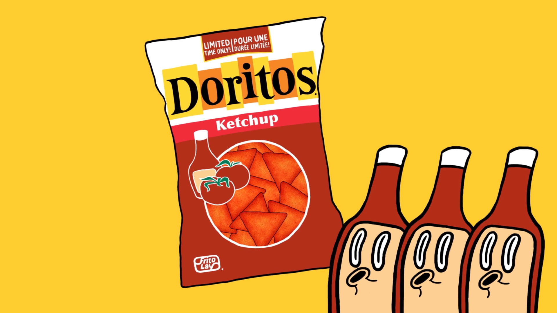 Doritos ketchup-flavour pack still from the AMV BBDO campaign
